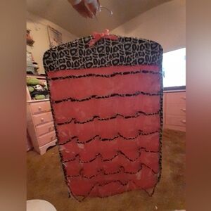 Leopard Print and Pink Ruffled Blanket